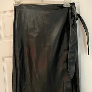 7 for All Mankind Faux Leather Wrap Skirt